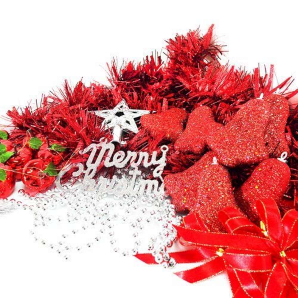 摩達客 聖誕裝飾配件包組合-經典純紅色系 (2尺(60cm)樹適用)(不含聖誕樹)(不含燈