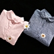 純棉刺繡格子襯衫寬鬆娃娃領短袖上衣-設計所在 product thumbnail 1