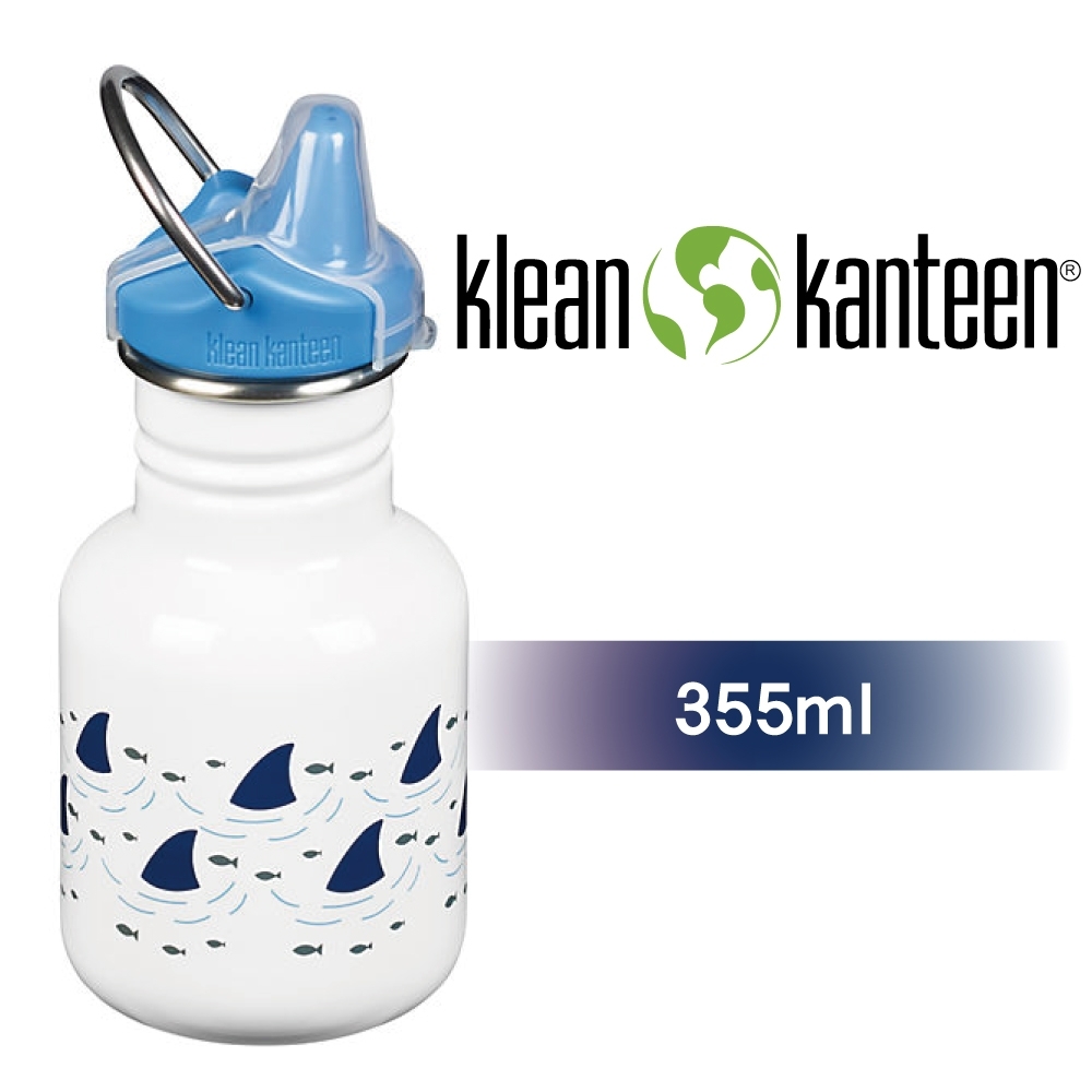 美國Klean Kanteen 幼童窄口不鏽鋼吸嘴瓶-355ml-小鯊魚