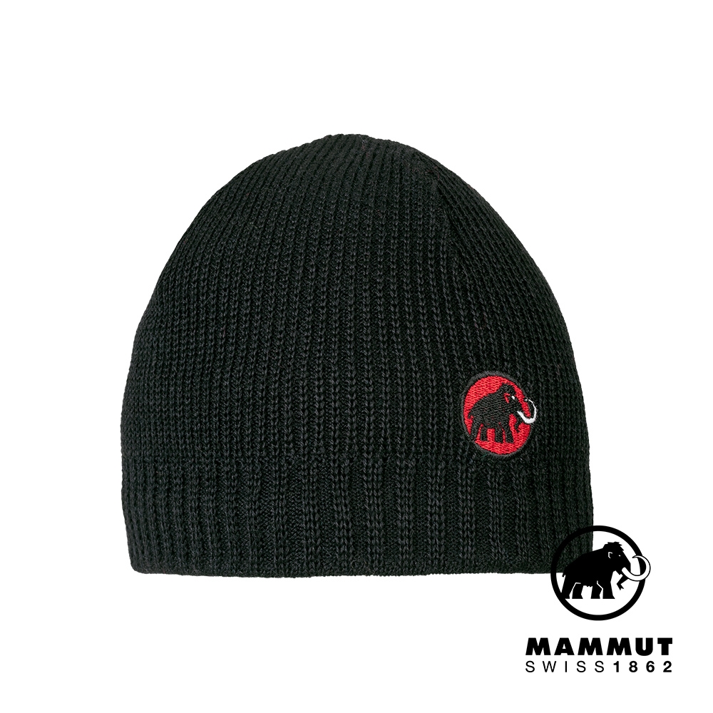 【Mammut 長毛象】Sublime Beanie 刺繡LOGO保暖羊毛帽 黑色 #1191-01542