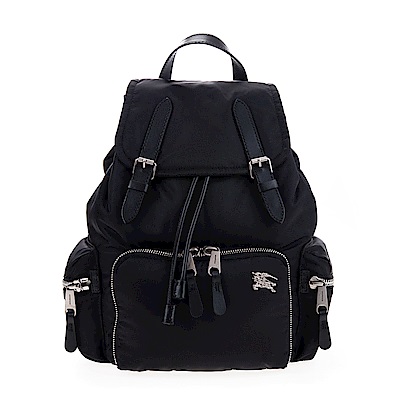 BURBERRY 新款The Rucksack 尼龍拼皮革戰馬騎士LOGO中型銀鍊軍旅背包