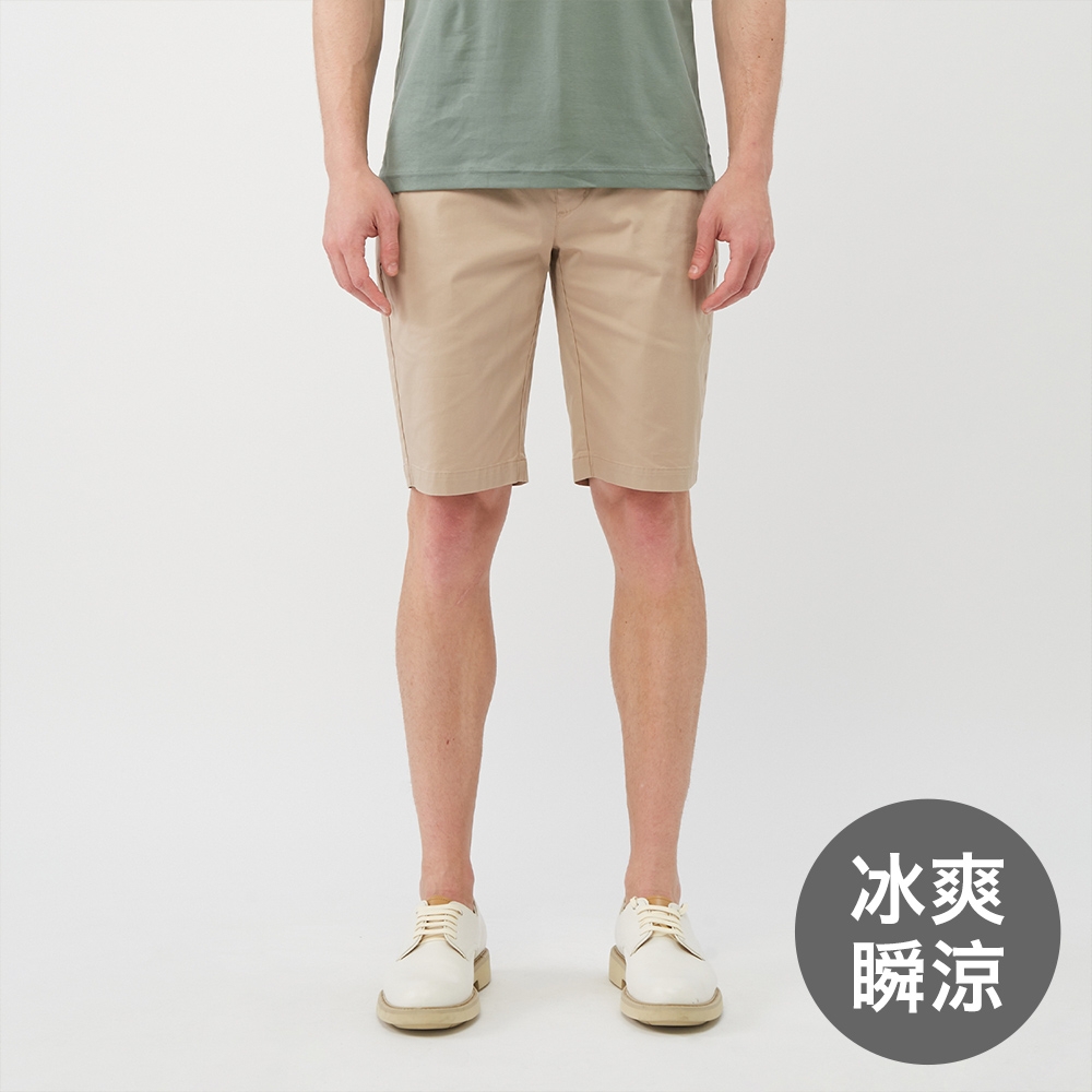 GIORDANO  男裝彈力冰冰短褲 - 18 陶器卡其