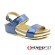 HEAVENLYFEET英國舒適品牌寬版包覆素色皮革厚底涼鞋-VICKY2(藍) product thumbnail 1