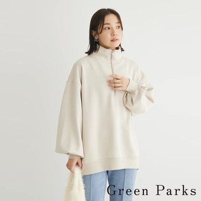 Green Parks 半拉鍊設計高領運動休閒長版上衣