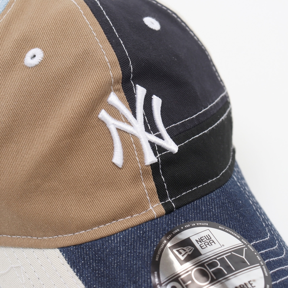 New Era 帽子MLB 男女款紐約洋基老帽棒球帽拼接藍卡其腰果花單寧大聯盟 