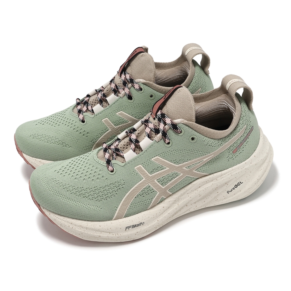 Asics 慢跑鞋 GEL-Nimbus 26 TR 女鞋 綠 玫瑰粉 緩衝 厚底 抓地 運動鞋 亞瑟士 1012B653250