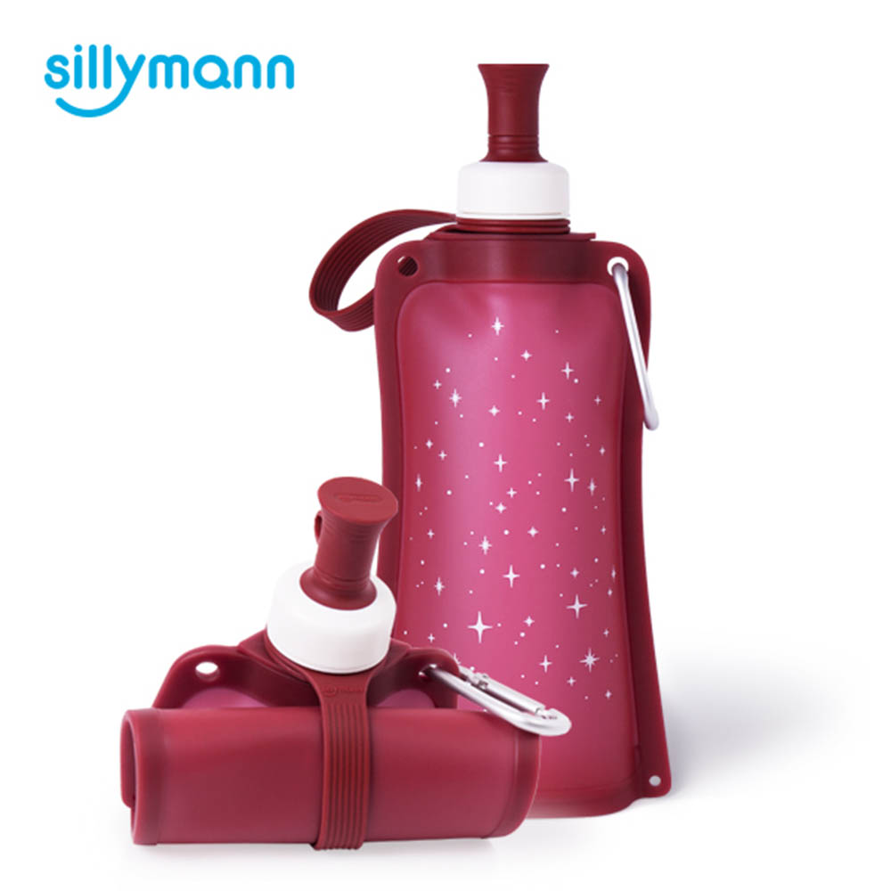 韓國sillymann-100%時尚便攜捲式鉑金矽膠水瓶-550ml-星空紅