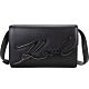 KARL LAGERFELD K/SIGNATURE 老佛爺 卡爾黑字簽名牛皮斜背腰包(黑色) product thumbnail 1