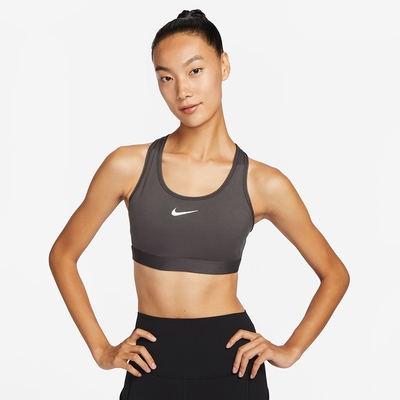 NIKE 運動內衣 女款 中度支撐 AS W NK SWSH MED SPT BRA 灰黑 DX6822-254 (3X957)