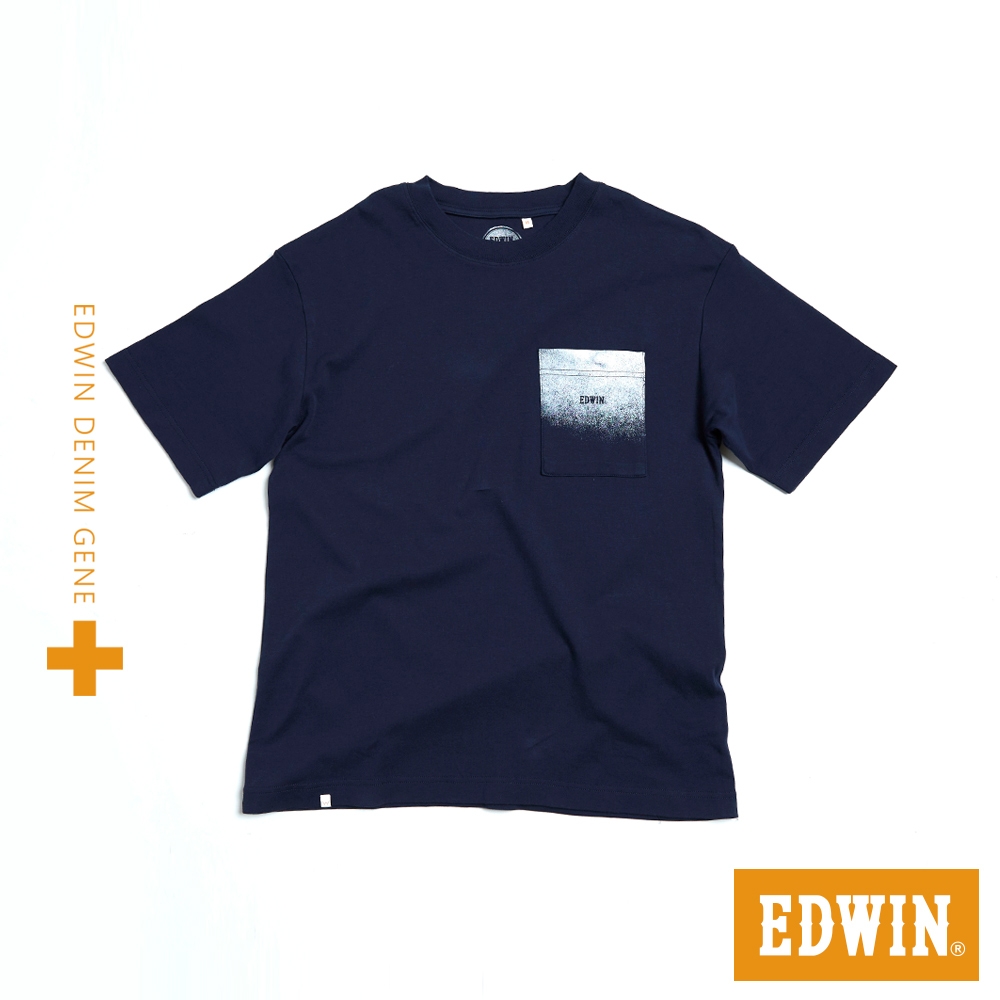 EDWIN PLUS+ 滿天星小LOGO口袋短袖T恤-男-丈青色