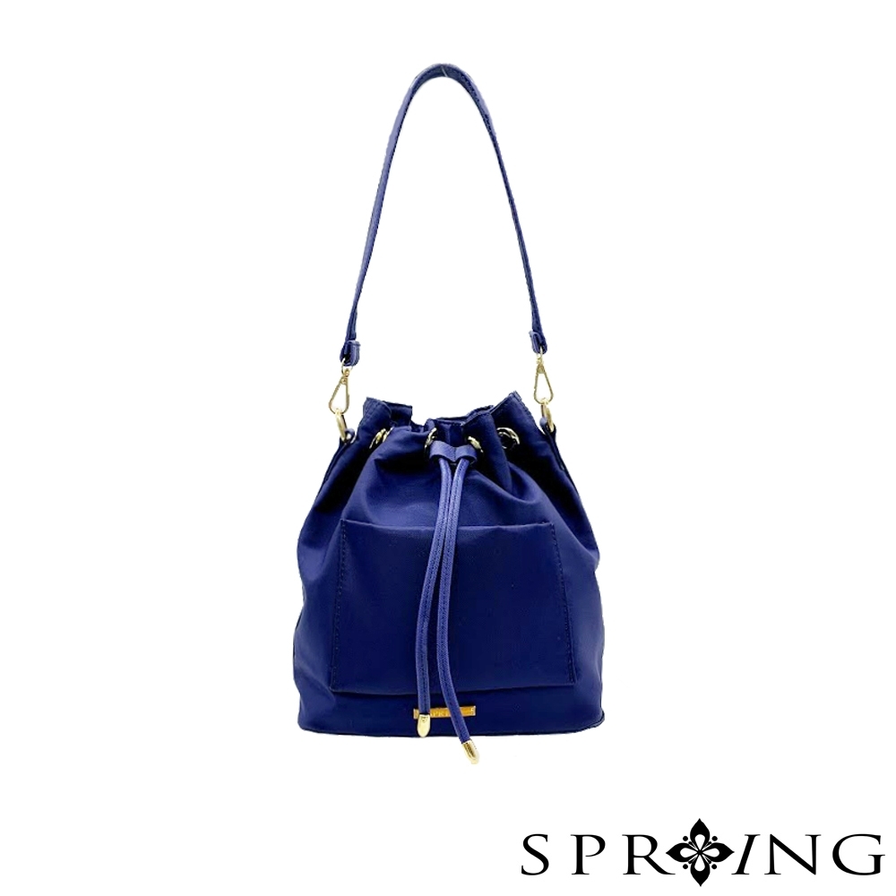 SPRING-簡約低調尼龍水桶包-極致藍