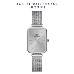 Daniel Wellington DW 手錶 Quadro Unitone 20X26幻彩麥穗式金屬編織小方錶 簡約銀 DW00100486