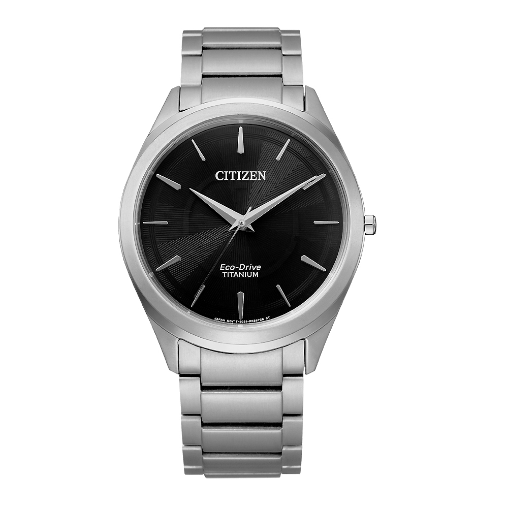 CITIZEN GENT'S光動能鈦金屬職場時尚腕錶-銀X黑(BJ6520-82E)39mm