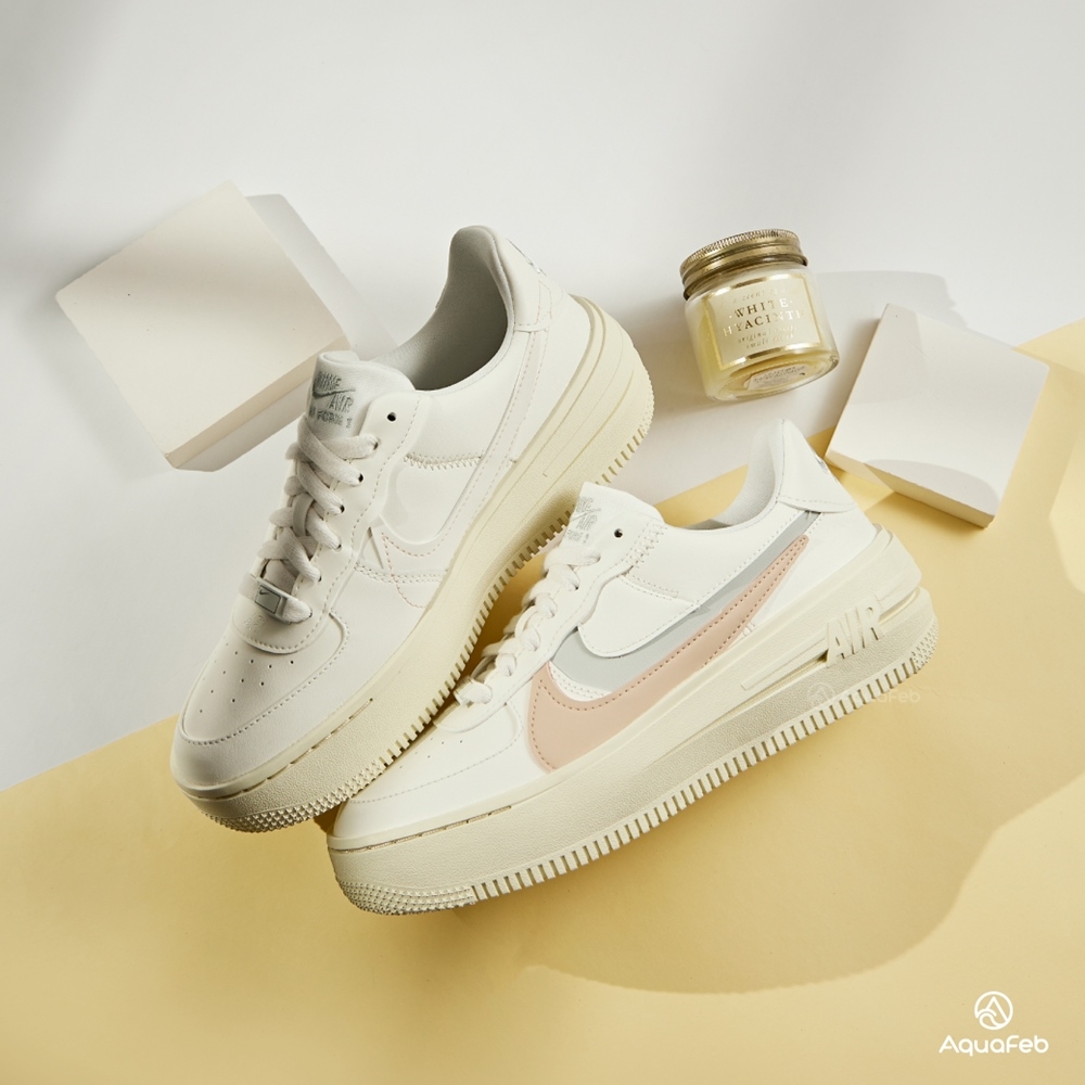 Nike Air Force 1 PLT.AF.ORM 女鞋白粉色AF1 經典低筒運動休閒鞋