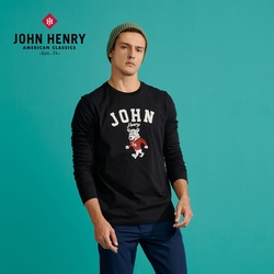 JOHN HENRY 美式刺繡徽章長袖T恤-三色選