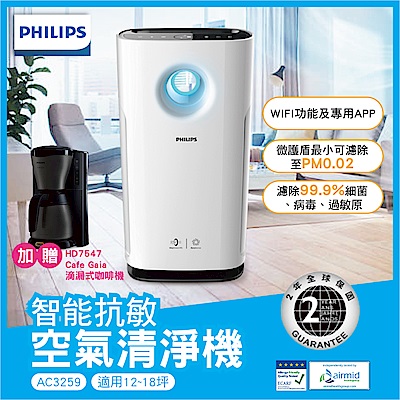 飛利浦PHILIPS 智能抗敏空氣清淨機 AC3259