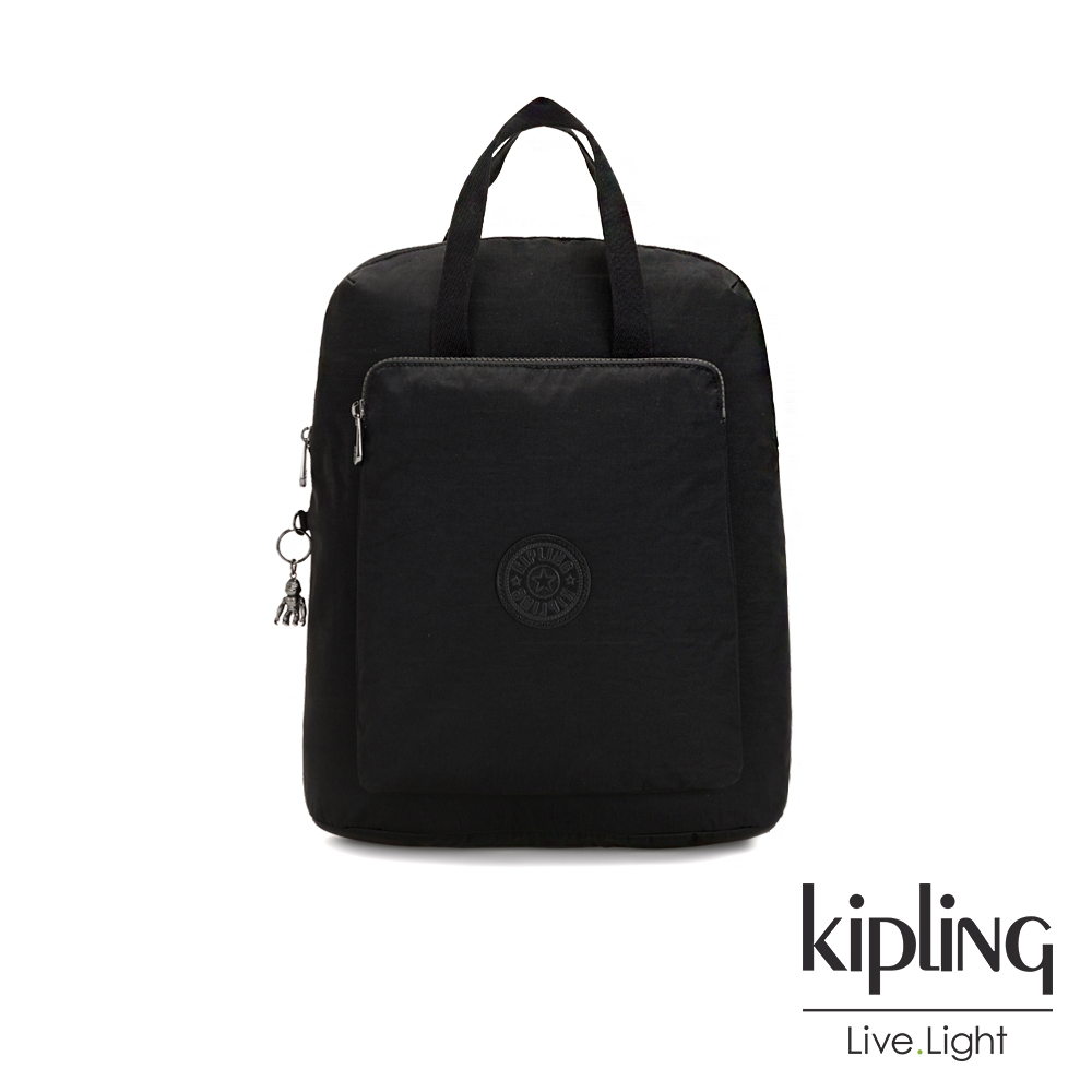 Kipling 極致低調黑手提後背電腦公事包-KAZUKI