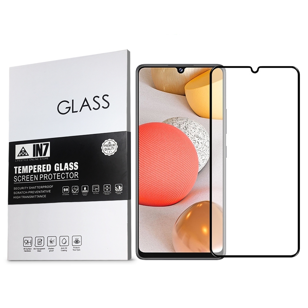 IN7 Samsung A42 5G (6.6吋) 高清 高透光2.5D滿版9H鋼化玻璃保護貼-黑色