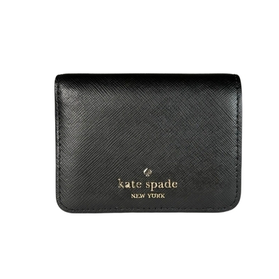 kate spade 防刮皮革對釦式短夾(黑色)