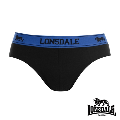 【LONSDALE 英國小獅】英式型男-低腰三角內褲2入組(黑織帶藍) LT421069