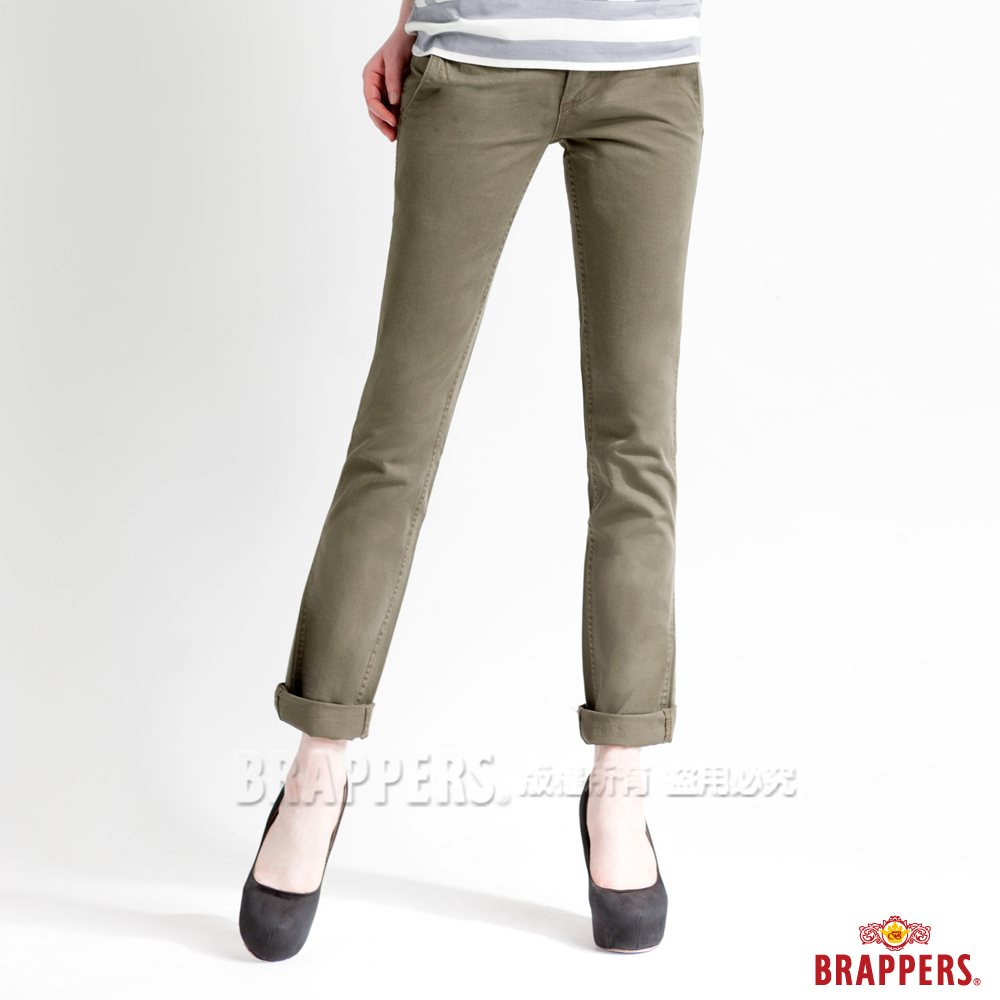 BRAPPERS 女款 Boy Firend Jeans 系列-直筒反摺褲-綠