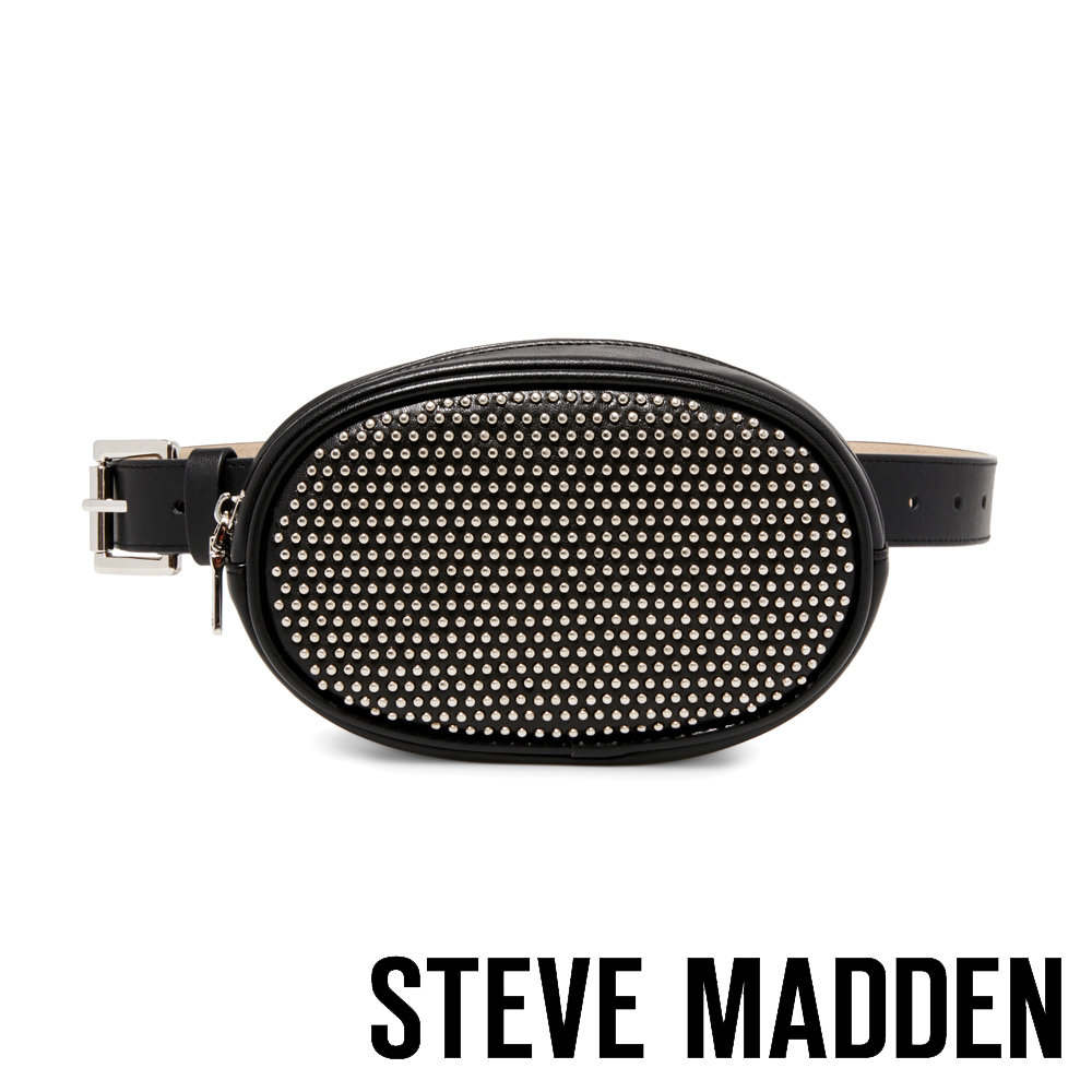 STEVE MADDEN-W-STUDLY-叛逆復古時尚腰包-黑色