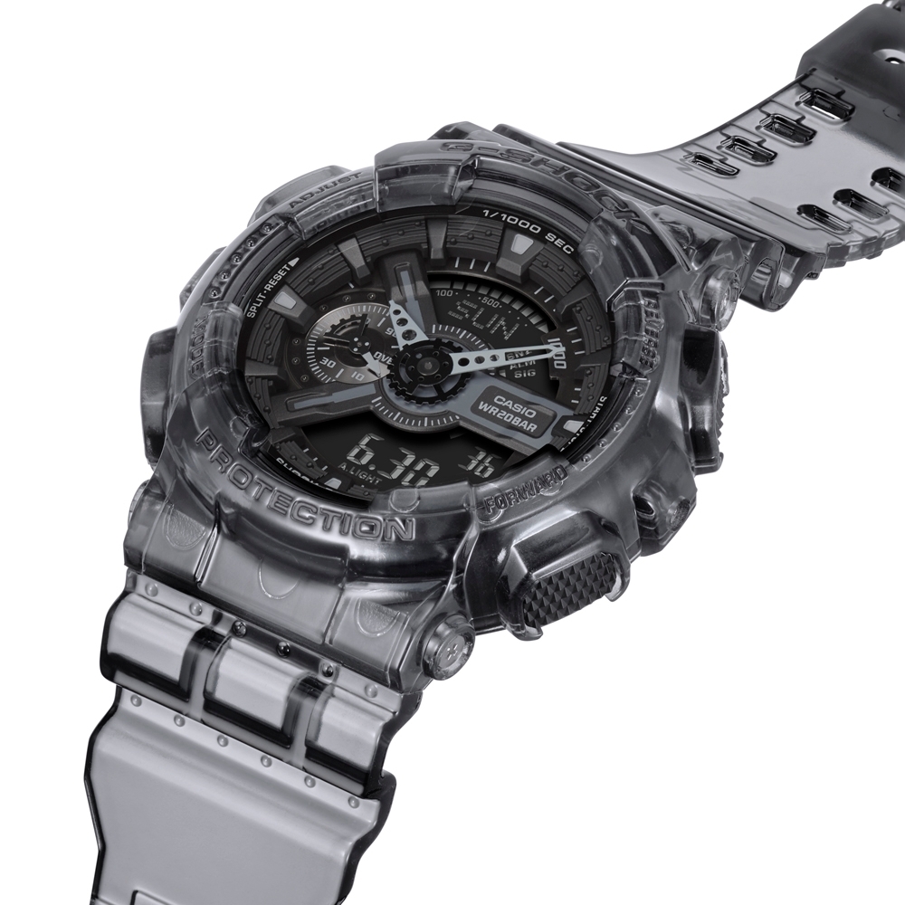 CASIO卡西歐 G-SHOCK 半透明 酷灰透 雙顯系列 GA-110SKE-8A_51.2mm