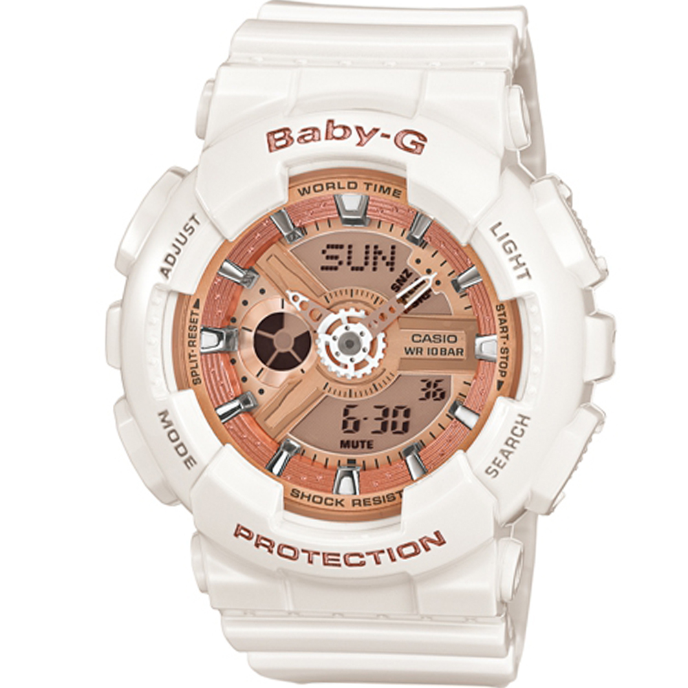 BABY-G 運動時尚腕錶(BA-110-7A1)白x橘/43mm | BABY-G | Yahoo奇摩購物中心