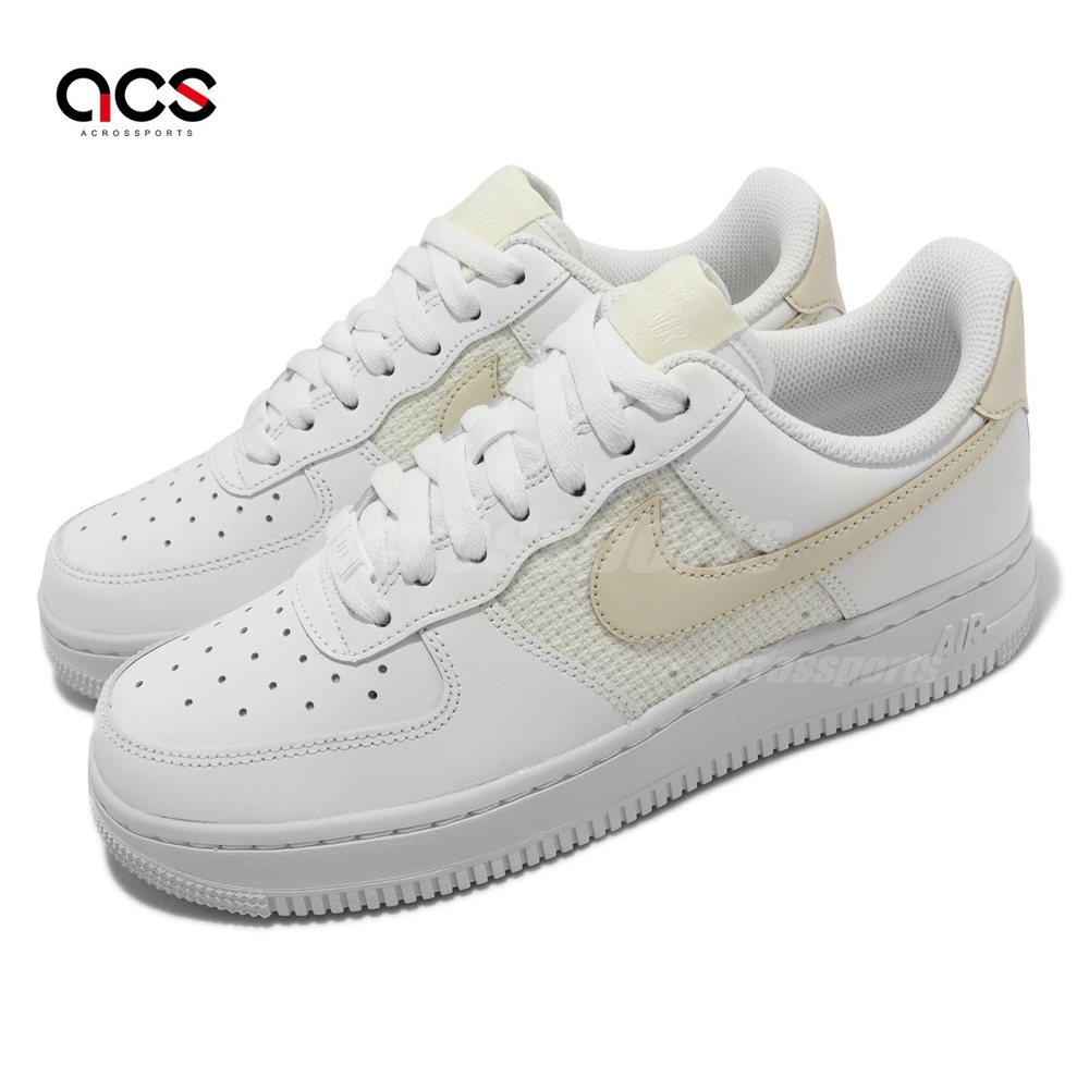 Nike 休閒鞋Wmns Air Force 1 07 ESS 女鞋白米色AF1 編織經典白扣