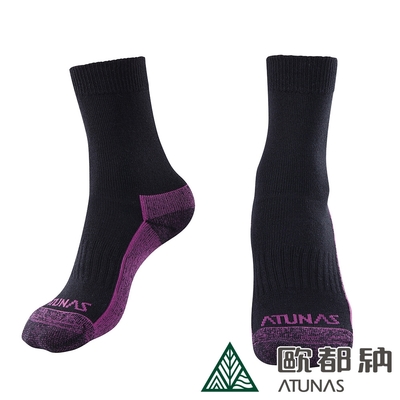 【ATUNAS 歐都納】中筒羊毛登山襪A1ASDD01N黑桃/吸濕排汗/抑菌除臭/保暖舒適厚底