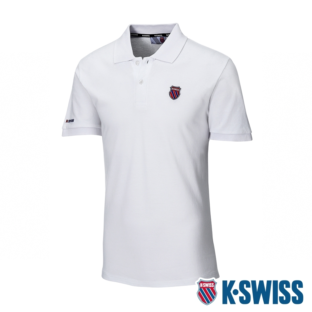 K-SWISS Heritage  Polo W/Shield Logo Patch短袖POLO衫-女-白