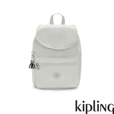 kipling 低調簡約銀素面翻蓋式雙肩後背包-ezra s