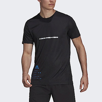 Adidas OTR Marathon T [H58604] 男 短袖上衣 T恤 運動 馬拉松 反光 吸濕排汗 黑 藍