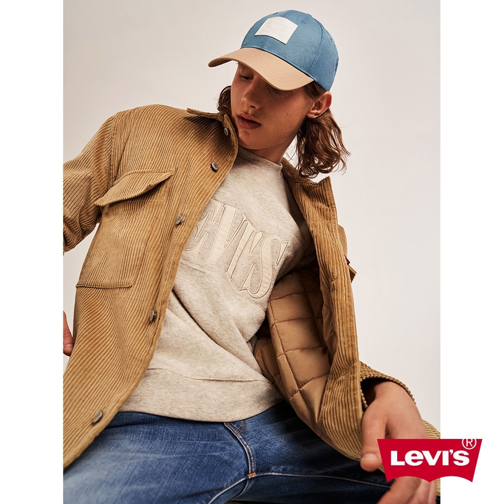 Levis 男款 復古全刷毛大學T Fleece 機能保暖 Serif Logo