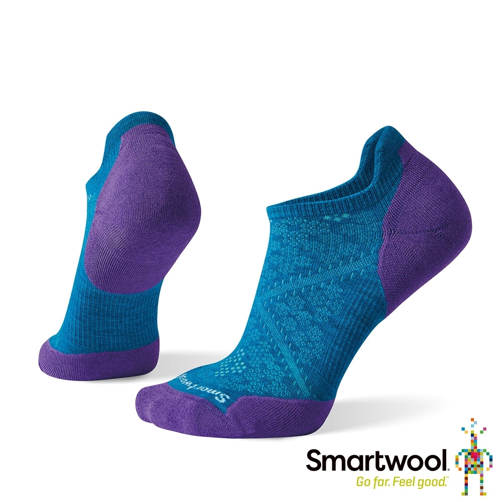 官方直營 Smartwool 女 PhD輕量菁英減震型跑步踝襪 深海藍