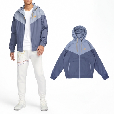 Nike 外套 NSW Windrunner 男款 藍 黃 網眼 防風 拉鍊口袋 連帽外套 727325-492