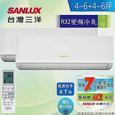 SANLUX台灣三洋1級變頻一對二分離式冷暖冷氣SAC-BV52HR+SAE-V28HR3+SAE-V28HR3