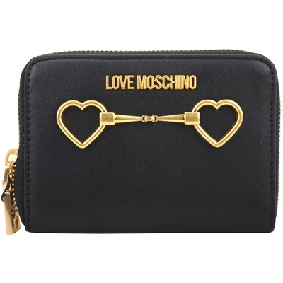 love moschino 愛心馬蹄標誌皮革卡片夾/零錢包(黑色)