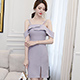 純色立體拼接設計肩帶連身裙 (淺紫色)-ROANN product thumbnail 1