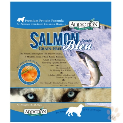 紐西蘭-ADDICTION自然癮食 野生藍鮭魚無穀犬寵食 4lbs(1.8kg) (購買二件贈送全家禮卷100元*1張)