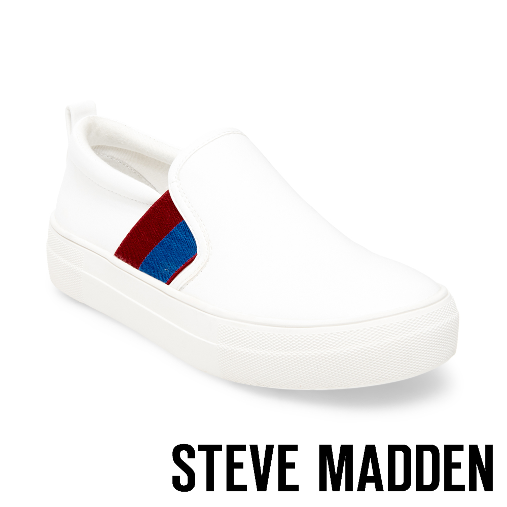 STEVE MADDEN-GREYSON 時尚運動厚底懶人鞋-白色