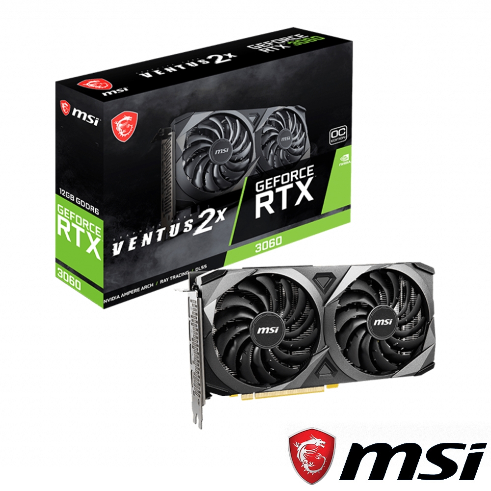 MSI 微星GeForce RTX 3060 VENTUS 2X 12G OC 顯示卡| RTX 30系列