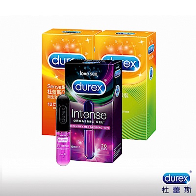 Durex 杜蕾斯-女性情趣提升凝露10ml+凸點裝12入+螺紋裝12入保險套