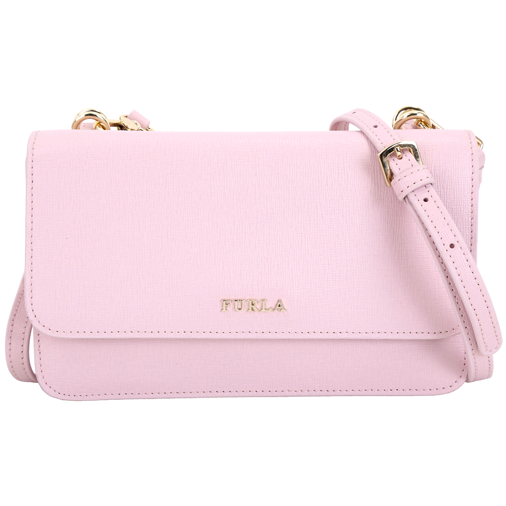 FURLA Riva 多功能皮革皮夾款斜背包(玫瑰粉) | 歐系精品包/配件| Yahoo