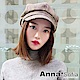 AnnaSofia 復古線格絨面 混棉報童帽貝蕾帽(褐咖系) product thumbnail 1