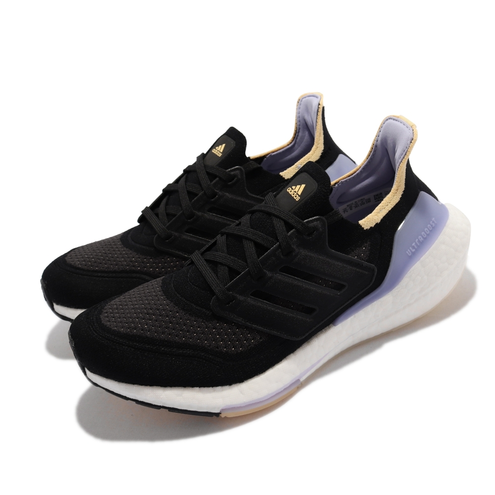 adidas 慢跑鞋 Ultraboost 21 W 運動 女鞋 愛迪達 襪套 避震 路跑 健身 馬牌底 黑 紫 S23841