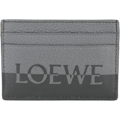 LOEWE 雙色徽標粒面小牛皮拼接卡片夾(曜石黑)