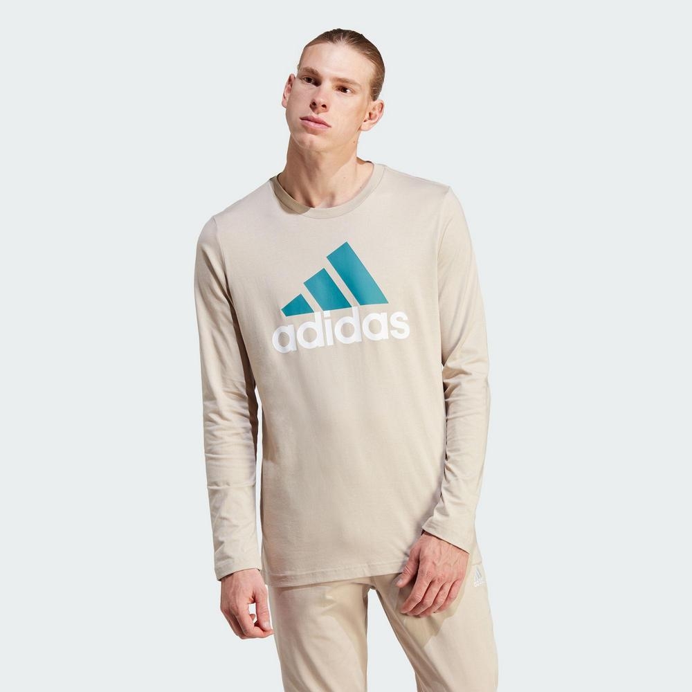 ADIDAS M BL SJ LS T 男長袖上衣-米色-IJ8580