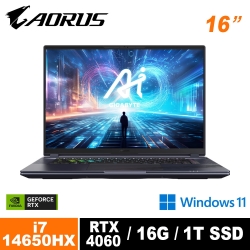 技嘉GIGABYTE AORUS 16X AKG電競筆電 (i7-14650HX/RTX4060/165Hz/16G/1TB SSD/Win11/QHD/16.0)