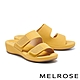 拖鞋 MELROSE 質感寬版條帶水鑽楔型高跟拖鞋－黃 product thumbnail 1